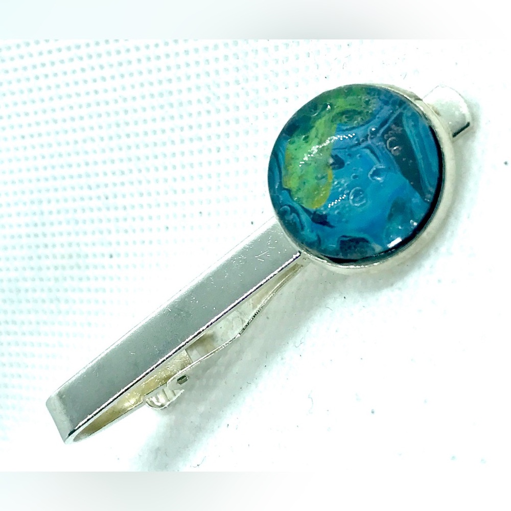 Tie clip pin silver plated 16mm handcrafted dome